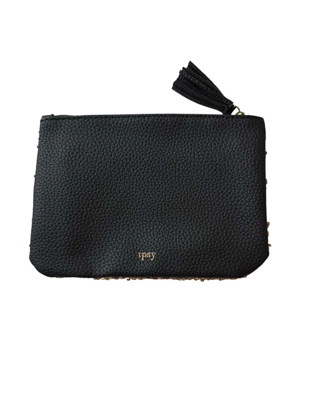 🤑 5/$25 ipsy Rose Gold Sequin Cosmetic Pouch with Black Tassel
